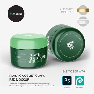 Digital Plastic Cream Jars - Cosmetic Product Mockup - PSD / PNG / JPG