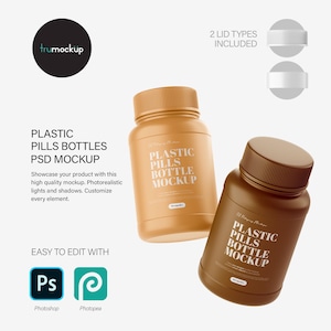Digital Plastic Pills Bottle - Cosmetic Product Mockup - PSD / PNG / JPG
