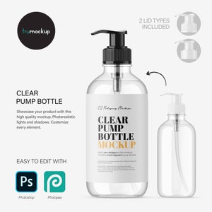 Digital Clear Pump Bottle - Cosmetic Mockup - PSD / PNG / JPG