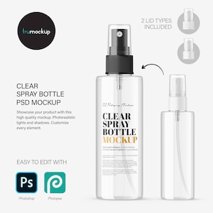 Digital Clear Spray Bottle - Cosmetic Mockup - PSD / PNG / JPG