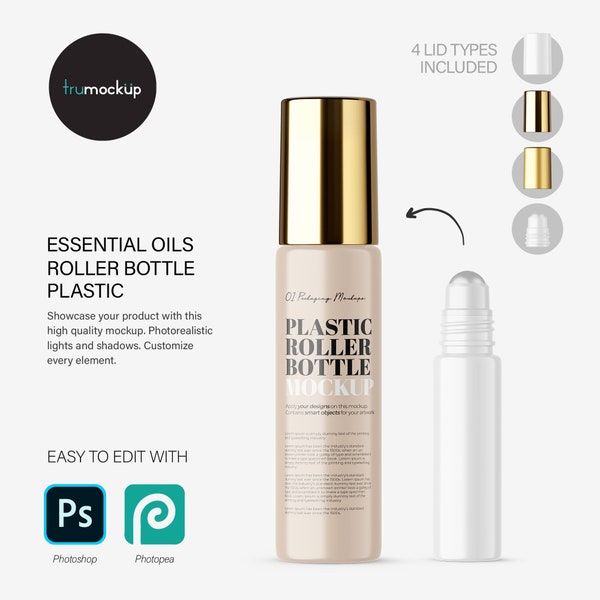 Digital Plastic Roller Bottle - Cosmetic Mockup - PSD / PNG / JPG