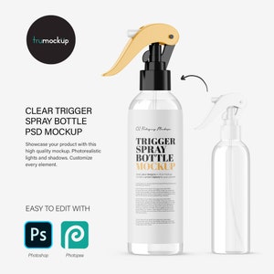 Digital Clear Trigger Spray Bottle - Cosmetic Mockup - PSD / PNG / JPG