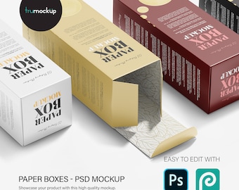 Digital Lying Paper Boxes Mockup - PSD / PNG / JPG