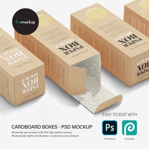 Digital Lying Cardboard Boxes Mockup - PSD / PNG / JPG