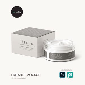 Digital Clear Cream Jar With Box - Cosmetic Mockup - PSD / PNG / JPG