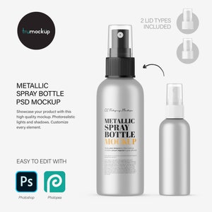 Digital Metallic Spray Bottle - Cosmetic Mockup - PSD / PNG / JPG