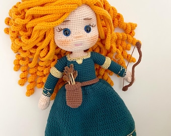 Muñeca de ganchillo Mérida, muñeca amigurumi terminada, Mérida, muñeca Mérida, muñeca amigurumi, juguetes de ganchillo