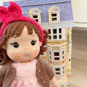 Amigurumi finished doll,crochet doll,amigurumi toys,crochet toys,hand made doll,Crochet Girl Doll, Brown Curly Hair, Amigurumi Handmade Love