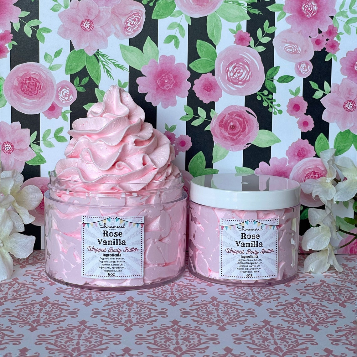 Rose Vanilla Body Butter Whipped Body Butter Shea Butter Etsy
