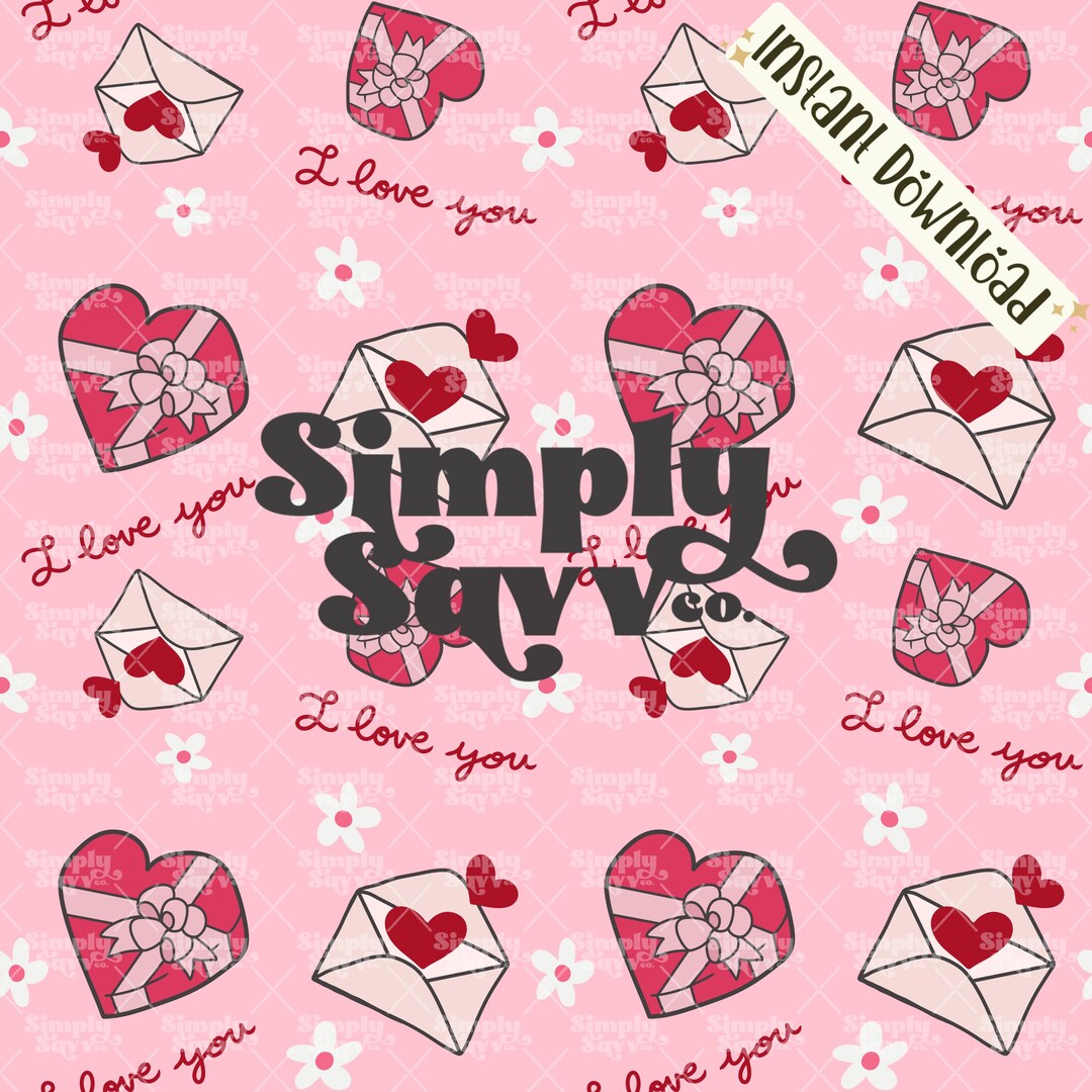 Love Letters Seamless Pattern Hand Drawn Digital Download .PNG ...