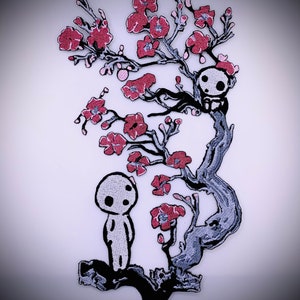 Kodama glow in the dark Japanese tree spirit anime embroidered patch