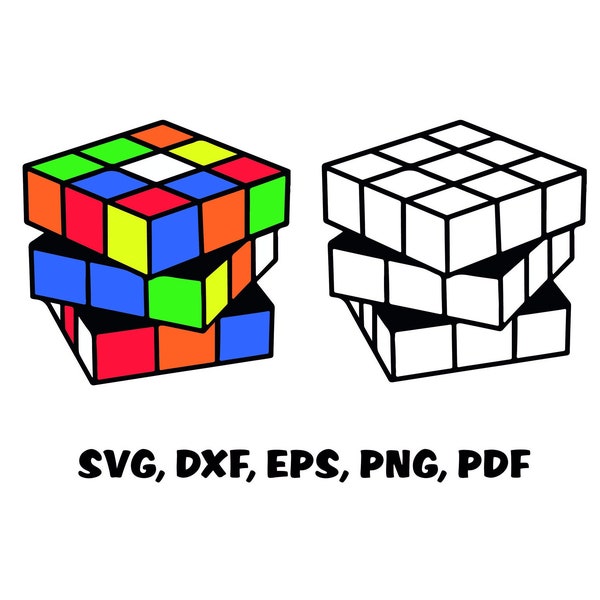 Rubiks Cube SVG, Instant Download Cut File, Rubik's Cube Layered, Rubics Cube Vector Outline, Cricut File, Silhouette, dxf, eps, png, pdf