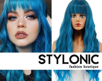 Blue Wig - Curly Synthetic Wig - Festival Outfit