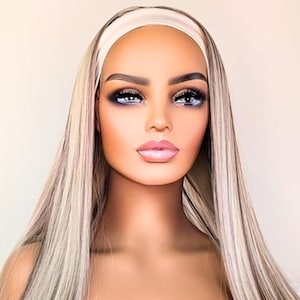 Blonde Headband Wig for Women – Glueless Synthetic Wig – Realistic Tangle-Free Heat Resistant Hairpiece UK