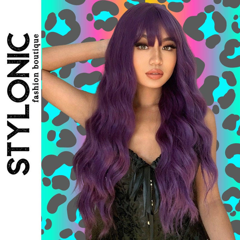 Deep Purple Wig Edgy Wigs Disco Wig image 8