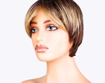 Dark Blonde Pixie Wig: 4&quot; Heat-Resistant Synthetic Short Wigs