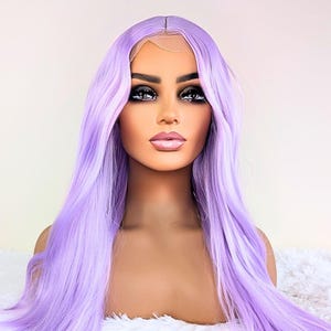 Neon Lilac Lace Front Wig – Light Purple Synthetic Wig for Women & Men – Glueless Heat Resistant Cosplay or Daily Wear Hair UK