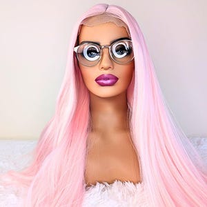 Perruque synthétique longue et ondulée rose layette pour femme, résistant à la chaleur, aspect naturel, sans colle, pastel cosplay, perruque de traînée, cheveux HD Royaume-Uni