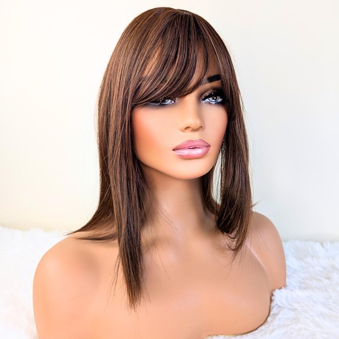 Brown Hair Topper With Bangs: 16