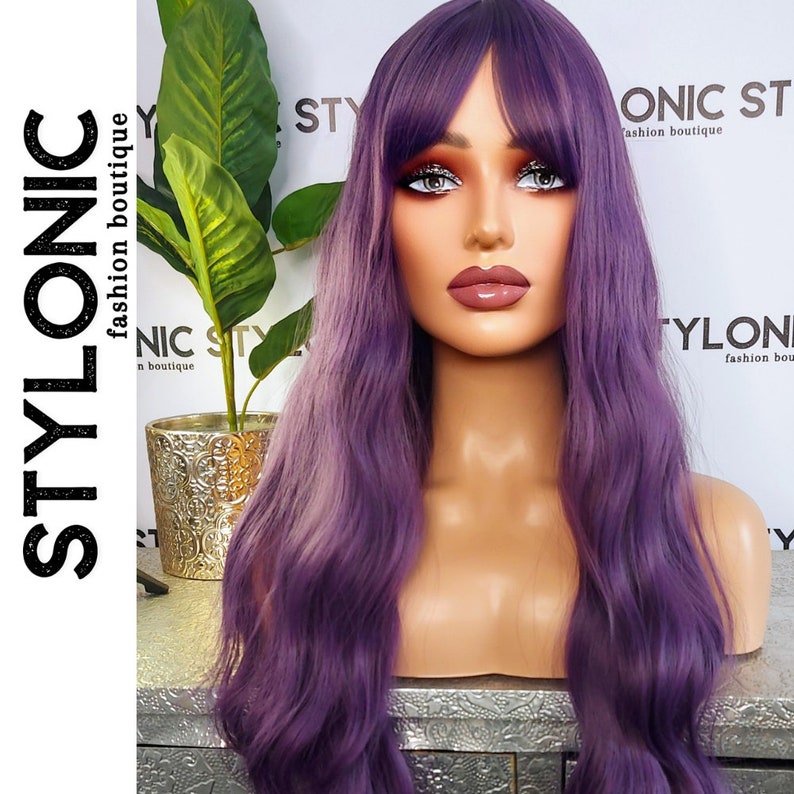 Deep Purple Wig Edgy Wigs Disco Wig image 9