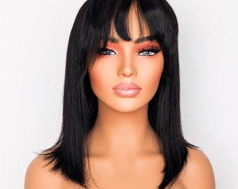 Black Wig with Fringe