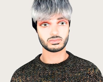 Two-Tone Pixie Wig: Silver & Black Edgy Crop, 3&quot; Heat Resistant Wigs