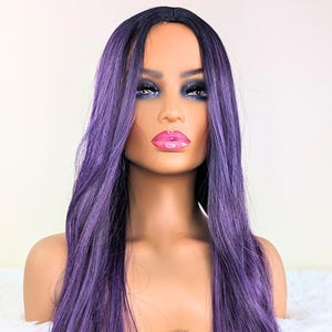 Purple Lace Front Wig – Long Straight Synthetic Wig for Women – Glueless Heat Resistant Cosplay Wig – Fashion or Daily Wear UK