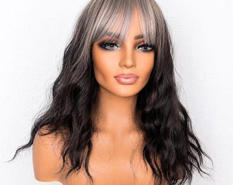 Black Silver Wig