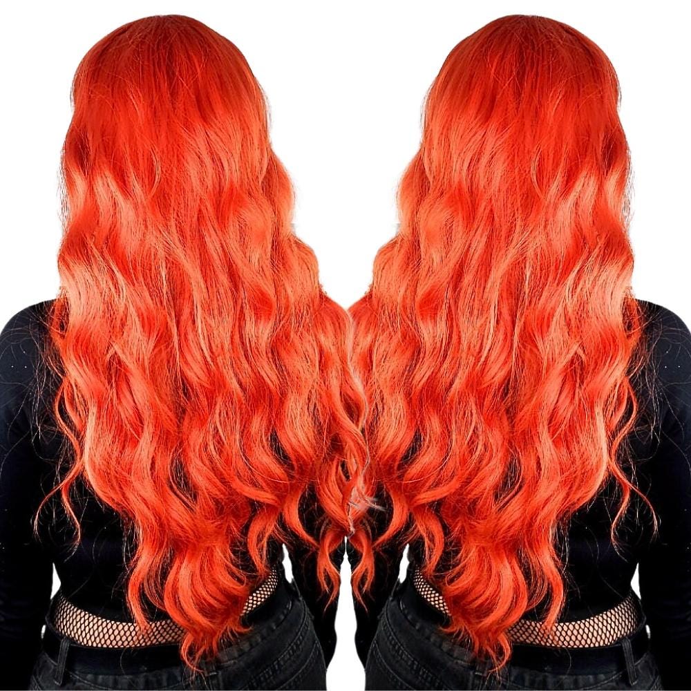 Vomella Rote Lockenperücke Mit Pony – 66 Cm, Hitzebeständig, Für Cosplay, Party & Täglichen Gebrauch