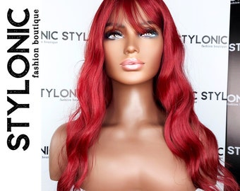 Bright Red Wig with Bangs | Celebrity Wigs