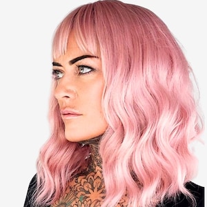 Pink Wig with Fringe - Wigs with Bangs