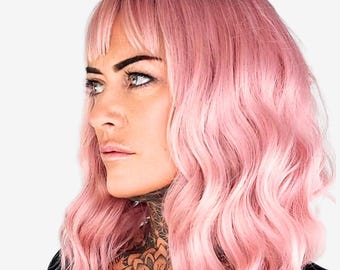Pink Wig with Fringe - Wigs with Bangs