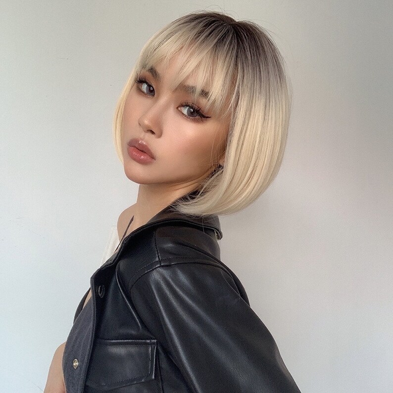 Short Blonde Wig With Bangs - Etsy