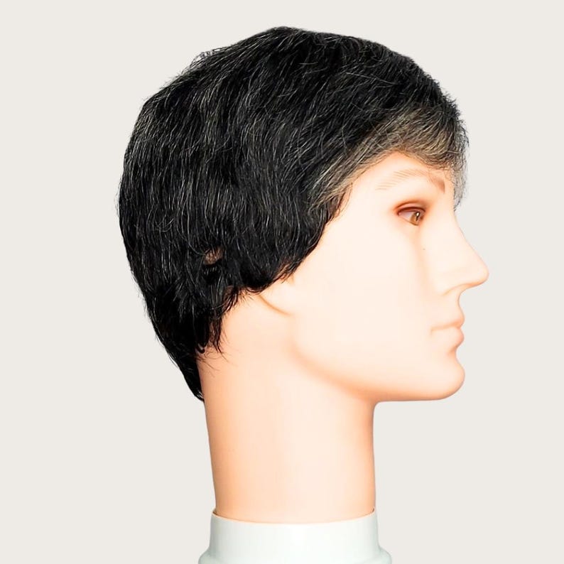 Gray Wig for Men - Mixed Silver Fringe, Synthetic Cosplay Costume, Man Daily Wear, Glueless Wigs
