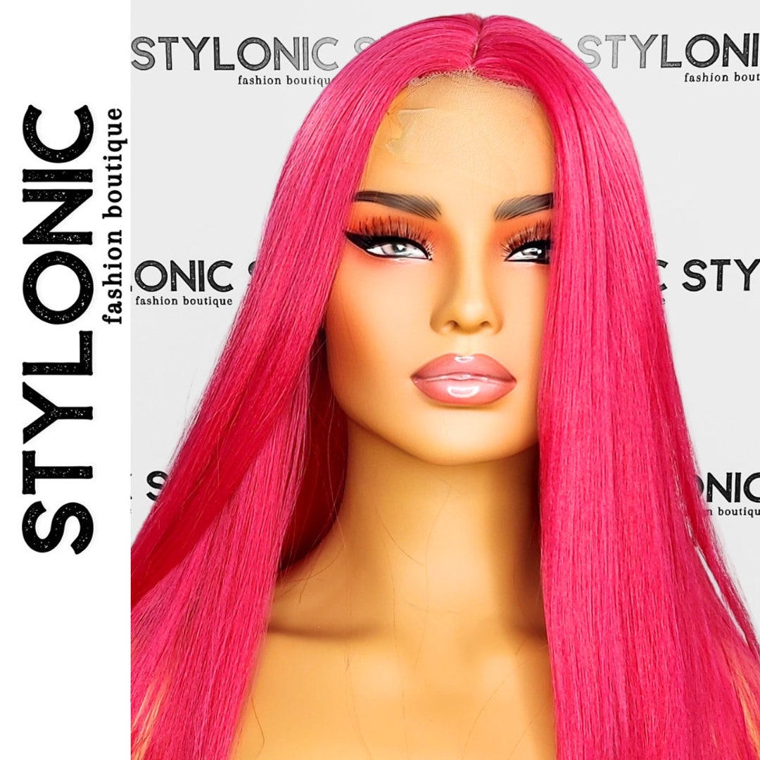 Long Hot Pink Lace Front Wig Pink Synthetic Wigs for Women 26 Inch - Etsy