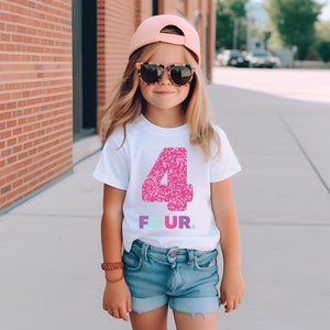 Four Number Shirt - Fourth Birthday Shirt- 4th Birthday - Girls Birthday Shirt