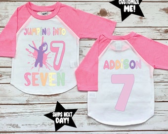 Jump party shirt bounce party trampoline park party girls birthday boys birthday personalized kids shirt