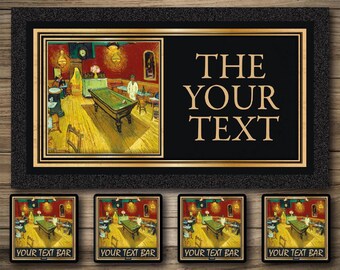 Personalized Home Bar Runner & Coasters:Vinnies Spill Mat Decor