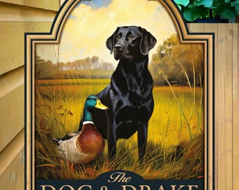 Personalized Home Bar Sign: Traditional Pub Dog and Drake