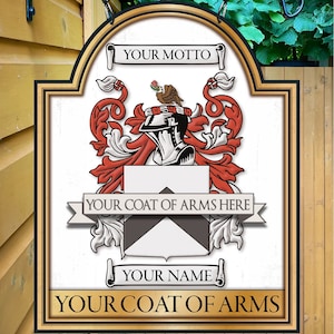 Personalized Family Crest Pub Sign: Custom Home Bar Decor