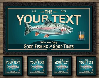 Personalized Home Bar Runner & Coasters: Trout Inn