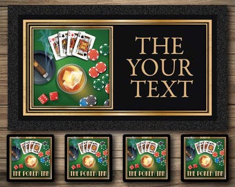 Personalized Poker Inn Bar Runner: Custom Home Bar Decor