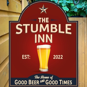Personalized Home Bar Sign: Traditional Metal Pub Sign