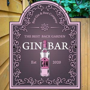 Best Gin Bar Personalised premium Metal Traditional Home Bar Sign / Home Pub Sign / Home Man Cave Sign / Swinging sign