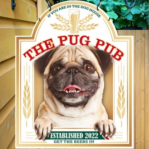Personalized Pug Pub Sign: Custom Home Bar Decor