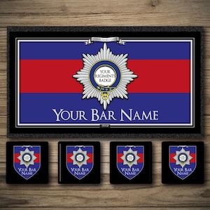 Personalized Home Bar Runner: Custom Rubber Spill Mat, Your Regiment