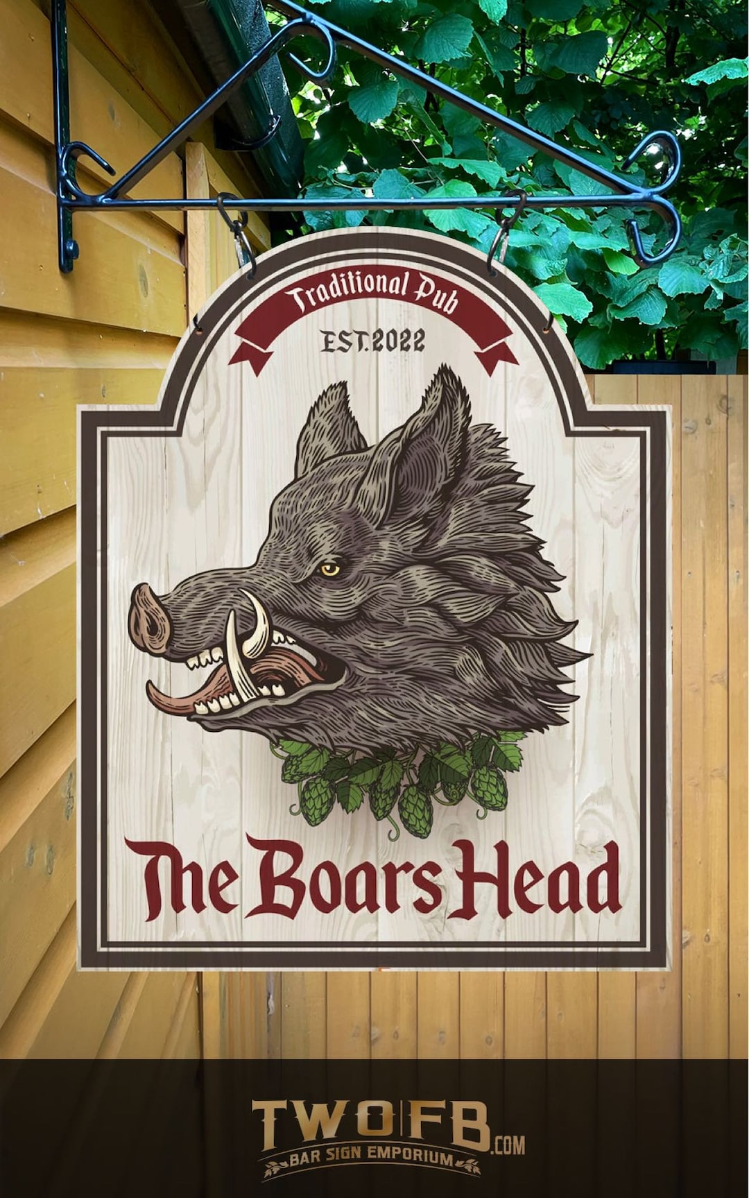 Boars Head Personalised Premium Metal Traditional Home Bar Sign / Home