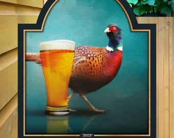 The Pheasant / Personalised premium Metal Traditional Home Bar Sign / Home Pub Sign / Home Man Cave Sign / Bar Sign