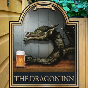 Personalized Drunken Dragon Home Bar Sign - Metal Pub Decor