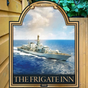Personalized Home Bar Sign: HMS Northumberland Metal Pub Decor